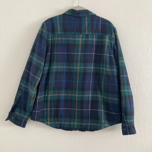 LL Bean Fleece Sherpa Lined Scotch Plaid Flannel Long Sleeve Snap Chore Shirt - Picture 8 of 12
